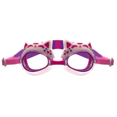 AQUA2UDE Okulary gogle do pływania pływackie dla dzieci Kotek Różowy 3+