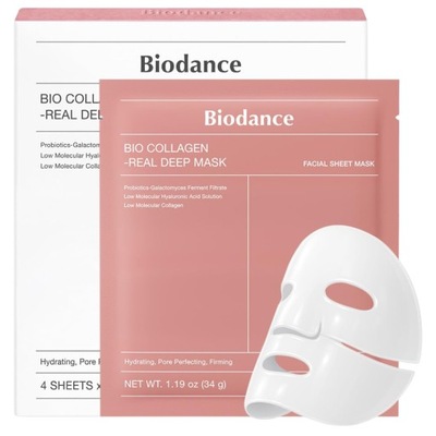 MASECZKA CAŁONOCNA PŁACHTA BIODANCE BIO COLLAGEN REAL DEEP MASK RÓŻOWA 1SZT