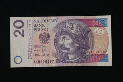 Banknot Polska 20 zł seria AK 2012 stan UNC !!!