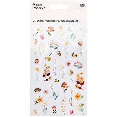 Naklejki żelowe - Paper Poetry - Kwiaty, 35 szt.