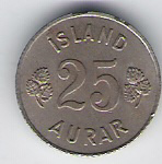 Islandia 25 aurar 1963