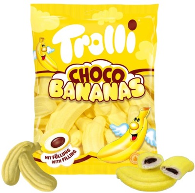 Trolli Pianki Cukrowe Bananowe z Czekoladą Banany Nadziewane Owoce 150g DE