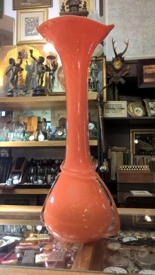 Pomarańczowy wazon szklany PRL