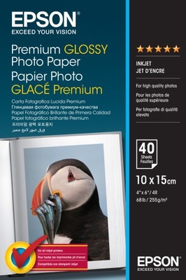 Papier Fotograficzny EPSON 10x15 Błyszczący Premium Glossy 255g 40 sztuk A6