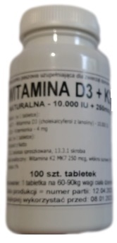 Witamina D3 + K2 10000IU + 250mcg 100 szt. Podkowa