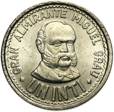 Peru - moneta 1 Inti 1987 - MIGUEL GRAU - Stan UNC