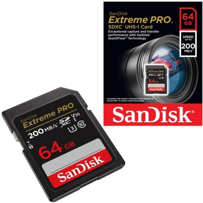 Sandisk SDXC EXTREME PRO 64GB 200MB/s UHS-I V30 U3