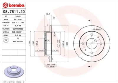 DISCOS DE FRENADO PARTE DELANTERA BREMBO 08.7811.20 08781120  