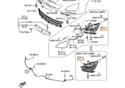 Решітка протитуманної фари mazda 6 gh 2010-2012 ліва фото №1