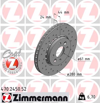 ZIMMERMANN 470.2450.52 ДИСК ТОРМОЗНОЙ