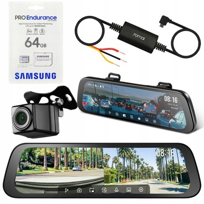 70MAI S500 WIDEOREJESTRATOR ESPEJO + CÁMARA RETROVISOR + 64GB+ MÓDULO PARKING  