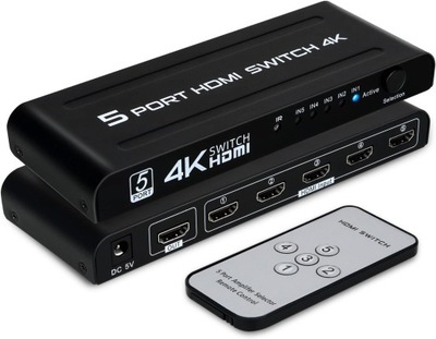 Przełącznik 4K HDMI 5 w 1 5-portowy przełącznik HDMI