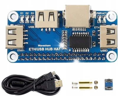 Hub Ethernet/USB HAT Do Raspberry pi Ethernet RJ45 i 3 portami USB