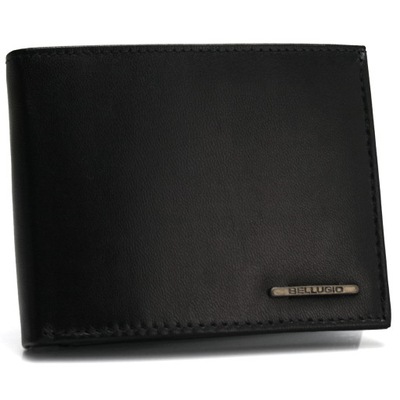 Skórzany portfel męski z RFID pojemny czarny