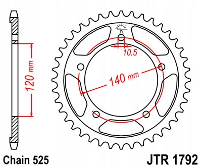 ENGRANAJE PARTE TRASERA JT 42-ZEBY SCRAMBLER 865 2006-2014  