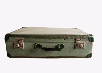 Duża stara zielona walizka kufer retro