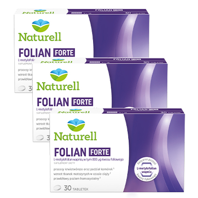 3x Naturell Folian Forte kwas foliowy ciąża 30 tab