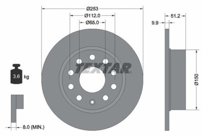 ДИСК HAM. VW T. GOLF 5/A3/OCTAVIA 04-/12- CADDY/SCIROCCO/SEAT 253MM