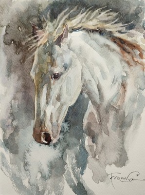 "Koń", akwarela Aleksander Franko