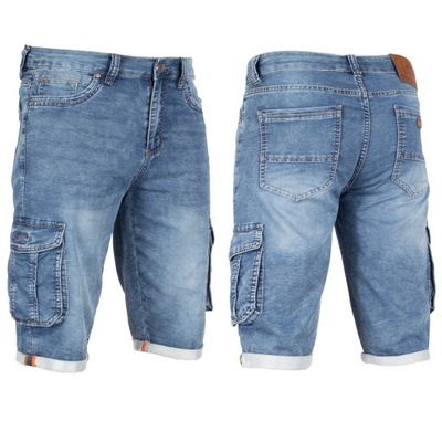 Krótkie spodnie męskie W:39 106 CM spodenki jeans bojówki kieszenie