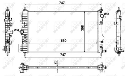 NRF 53774 CHLODNICA, SISTEMA DE REFRIGERACIÓN DEL MOTOR  