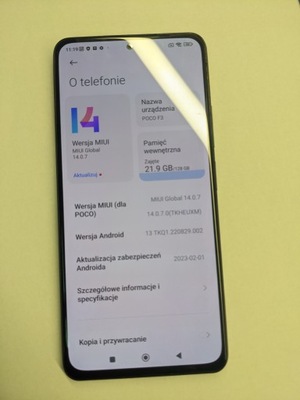 XIAOMI POCO F3 5G 128GB czarny bez blokad