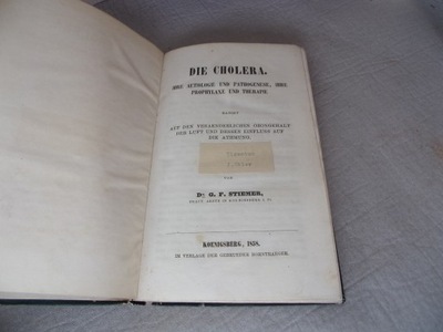 MEDYCYNA Cholera profilaktyka i terapia KRÓLEWIEC 1858