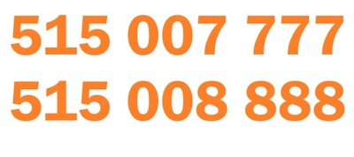 ZŁOTE NUMERY ORANGE 515 007 777 + 515 008 888