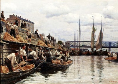 Obraz 70x50 cm A.Gierymski Piaskarze obraz