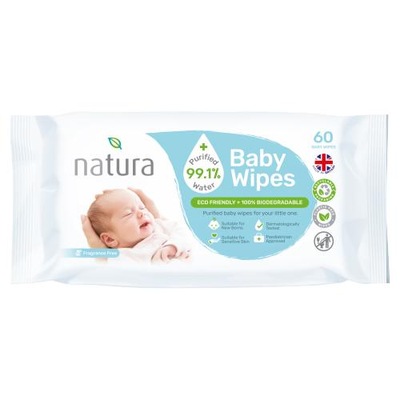 Chusteczki nawilżane Natura BABAY WIPES 1 x 60 szt. MADE IN THE UK