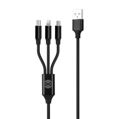 Kabel 3w1 Forever USB - USB typ C / microUSB / Lightning 1,2 m czarny