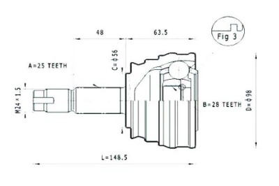 Statim шарнір привідний fiat marea 2,4td statim фото №1