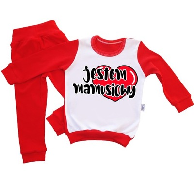Piżamka dziecięca JESTEM MAMUSIOWY piżama WALENTYNKI 86-134 nadruk chłopiec