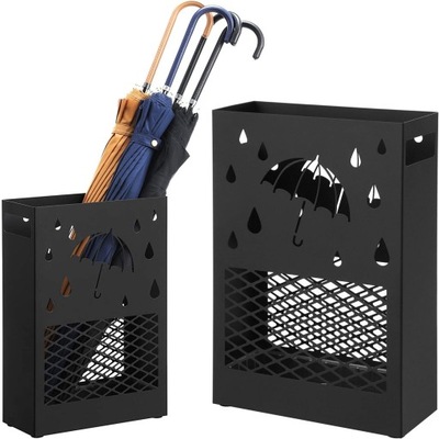 Stojak na parasole z tacką ociekową czarny metal