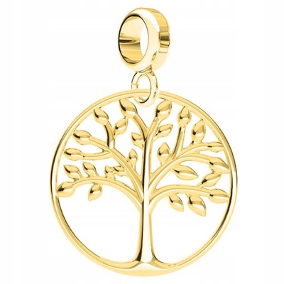 Charms złoty wiszący Drzewo Życia srebro 925