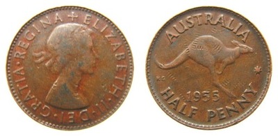 602. AUSTRALIA, HALF PENNY, 1955