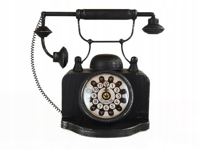 Zegar Metalowy Mat Stołowy Telefon Vintage Retro