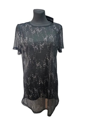 New Look sukienka narzutka czarna siatka cyrkonie 40