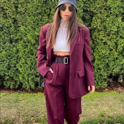 ZARA MARYNARKA OVERSIZE BORDO BLOG R.S NOWA!