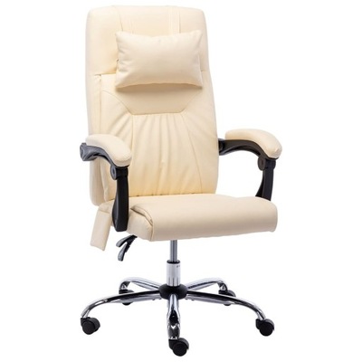 Lumarko Krzesło biurowe z funkcją masażu, kremowe,