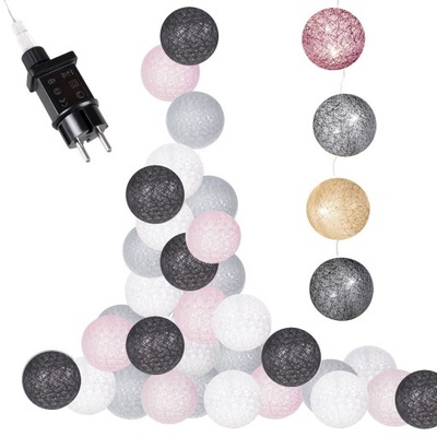 COTTON BALLS LAMPKI KULE ŚWIETLNE 20 LED GIRL