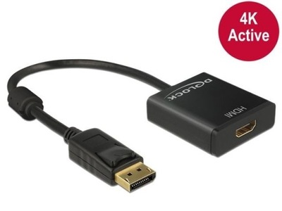 Adapter Displayport(M) - HDMI(F) Aktywny 4K Black