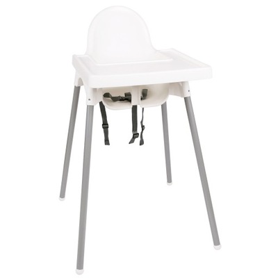 ANTILOP Białe krzesełko do karmienia z tacką 2 szt