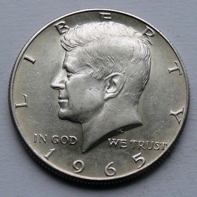 USA 1/2 DOLARA HALF DOLLAR 1965 KENNEDY SREBRO w kapslu