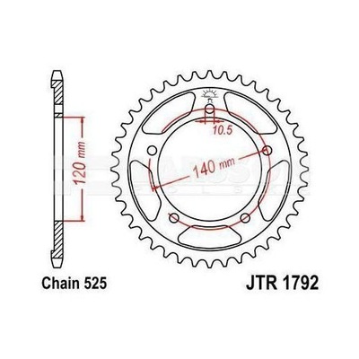 ENGRANAJE PARTE TRASERA JT 40-ZEBOW GSR 750 2011-2016  