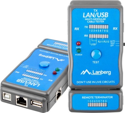 TESTER KABLI RJ-45, RJ-11, USB LANBERG NT-0403