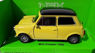 Mini Cooper 1300 Żółty Metalowy Model WELLY 1:34