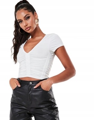 S71724 MISSGUIDED__DDS KRÓTKA BLUZKA V-NECK__S