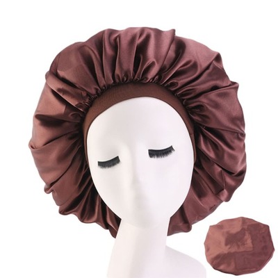 Reversible Satin Bonnet Hair Caps Adjust Silk Head Cover Shower Cap Wide