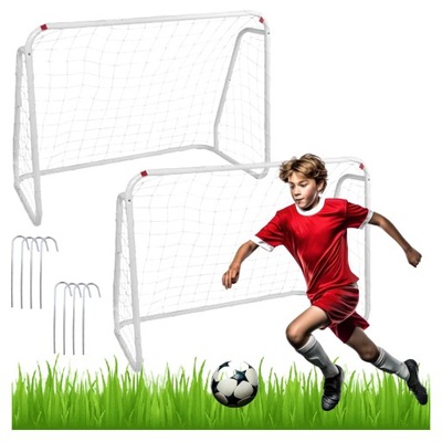 2x BRAMKA PIŁKARSKA DO PIŁKI NOŻNEJ Z SIATKĄ BRAMKI PIŁKARSKIE METALOWE